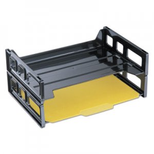 Genpak Side Load Letter Desk Tray, Two Tier, Plastic, Black UNV08100