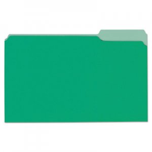 Genpak File Folders, 1/3 Cut One-Ply Tab, Legal, Bright Green/Light Green, 100/Box UNV10522
