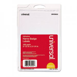 Genpak Plain Self-Adhesive Name Badges, 3 1/2 x 2 1/4, White, 100/Pack UNV39101