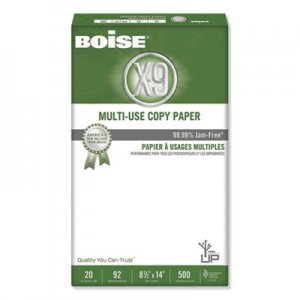 Boise X-9 Multi-Use Copy Paper, 92 Bright, 20lb, 8-1/2 x 14, White, 5000 Sheets/Carton CASOX9004