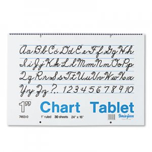 Pacon Chart Tablets w/Cursive Cover, Ruled, 24 x 16, White, 30 Sheets PAC74630 74630