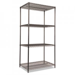 Alera Wire Shelving Starter Kit, Four-Shelf, 36w x 24d x 72h, Black Anthracite ALESW503624BA