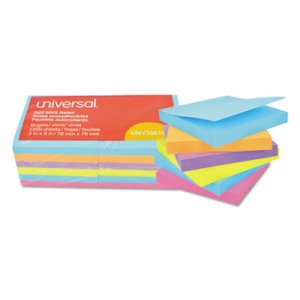 Genpak Self-Stick Note Pads, 3 x 3, Assorted Bright Colors, 100-Sheet, 12/PK UNV35610