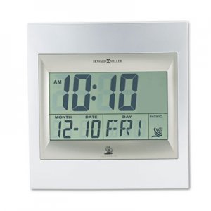 Howard Miller TechTime II Radio-Controlled LCD Wall/Table Alarm Clock, 8-3/4"W x 1"D x 9