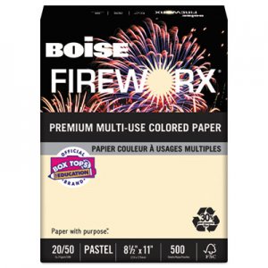 Boise FIREWORX Colored Paper, 20lb, 8-1/2 x 11, Flashing Ivory, 500 Sheets/Ream CASMP2201IY MP2201-IY