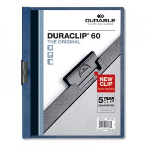 Durable Vinyl DuraClip Report Cover, Letter, Holds 60 Pages, Clear/Dark Blue, 25/Box DBL221407 221407