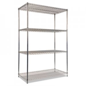 Alera NSF Certified Industrial 4-Shelf Wire Shelving Kit, 48 x 24 x 72, Silver ALESW504824SR