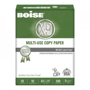 Boise X-9 Multi-Use Copy Paper, 92 Bright, 20lb, 8-1/2 x 11, White, 5000 Sheets/Carton CASOX9001