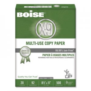 Boise X-9 Multi-Use 3-Hole Copy Paper, 92 Bright, 20lb, 8-1/2 x 11, White, 5000/Carton
