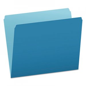 Pendaflex Colored File Folders, Straight Cut, Top Tab, Letter, Blue/Light Blue, 100/Box PFX152BLU 152 BLU