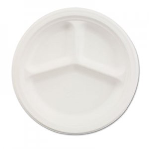 Chinet Paper Dinnerware, 3-Comp Plate, 10 1/4" dia, White, 500/Carton HUH21204CT 21204