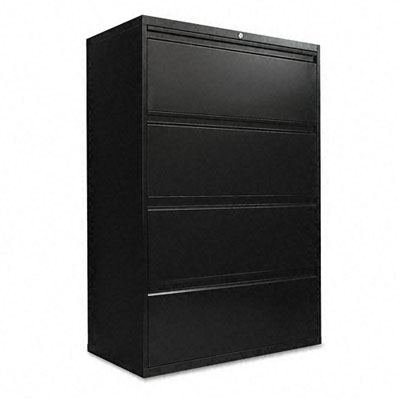 Alera Four-Drawer Lateral File Cabinet, 36w x 19-1/4d x 54h, Black LA54-3654BL ALELA543654BL 543654BL