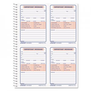Genpak Wirebound Message Books, 5 1/2 x 3 3/16, Two-Part Carbonless, 200-Set Book UNV48005 D2-48005