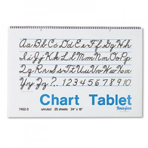 Pacon Chart Tablets, Unruled, 24 x 16, White, 25 Sheets PAC74520 74520