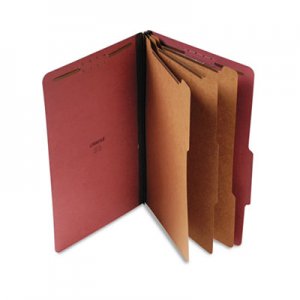 Genpak Pressboard Classification Folder, Legal, Eight-Section, Red, 10/Box UNV10295