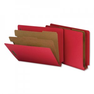 Genpak Pressboard End Tab Folders, Letter, Six-Section, Bright Red, 10/Box UNV10320