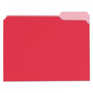 Genpak File Folders, 1/3 Cut One-Ply Top Tab, Letter, Red/Light Red, 100/Box UNV10503