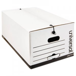 Genpak Economy Storage Box w/Tie Closure, Legal, Fiberboard, White, 12/Carton UNV75130