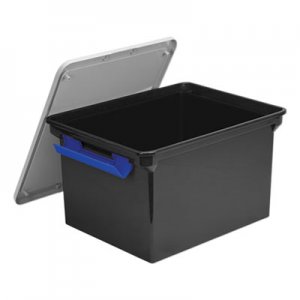 Storex Portable File Tote w/Locking Handle Storage Box, Letter/Legal, Black/Silver STX61543U01C 61543U01C