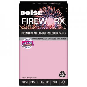 Boise FIREWORX Colored Paper, 20lb, 8-1/2 x 14, Powder Pink, 500 Sheets/Ream CASMP2204PK MP2204-PK
