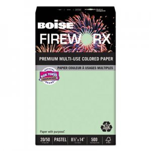 Boise FIREWORX Colored Paper, 20lb, 8-1/2 x 14, Popper-mint Green, 500 Sheets/Ream CASMP2204GN MP2204-GN