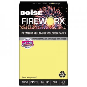 Boise FIREWORX Colored Paper, 20lb, 8-1/2 x 14, Crackling Canary, 500 Sheets/Ream CASMP2204CY MP2204-CY