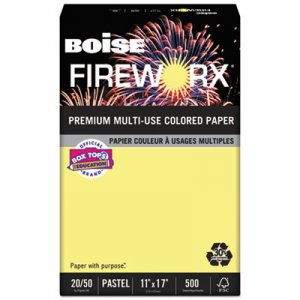Boise FIREWORX Colored Paper, 20lb, 11 x 17, Crackling Canary, 500 Sheets/Ream CASMP2207CY MP2207CY