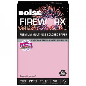 Boise FIREWORX Colored Paper, 20lb, 11 x 17, Powder Pink, 500 Sheets/Ream CASMP2207PK MP2207PK