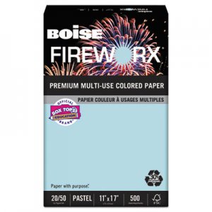 Boise FIREWORX Colored Paper, 20lb, 11 x 17, Bottle Rocket Blue, 500 Sheets/Ream CASMP2207BE MP2207BE