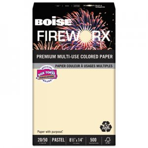 Boise FIREWORX Colored Paper, 20lb, 8-1/2 x 14, Flashing Ivory, 500 Sheets/Ream CASMP2204IY MP2204IY