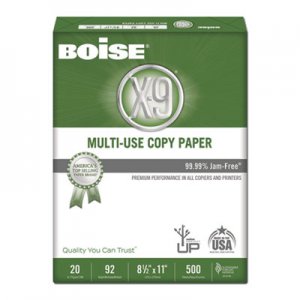 Boise X-9 Multi-Use Copy Paper, 92 Bright, 20lb, 8-1/2 x 11, White, 2500 Sheets/Carton CASOX9001JR