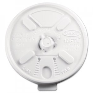Dart Lift N' Lock Plastic Hot Cup Lids, Fits 10oz Cups, White, 1000/Carton DCC10FTL 10FTL