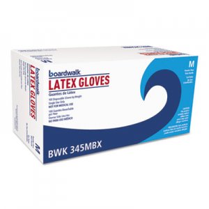 Boardwalk General-Purpose Latex Gloves, Powder-Free, 4.4 mil, Medium, Natural, 100/Box BWK345MBX