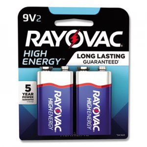 Rayovac High Energy Premium Alkaline Battery, 9V, 2/Pack RAYA16042K A16042K