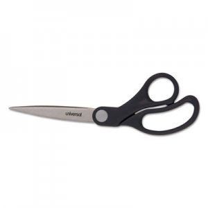 Genpak Stainless Steel Office Scissors, 8" Long, Bent Handle, Black UNV92010