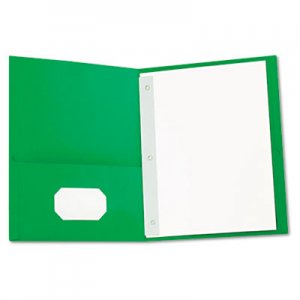 Genpak Two-Pocket Portfolios w/Tang Fasteners, 11 x 8-1/2, Green, 25/Box UNV57117
