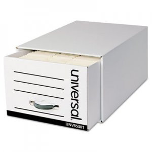 Genpak Heavy-Duty Storage Box Drawer, Legal, 17 1/4 x 25 1/2 x 11, White, 6/Carton UNV85301