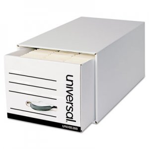 Genpak Heavy-Duty Storage Box Drawer, Letter, 14 x 25 1/2 x 11 1/2, White, 6/Carton UNV85300