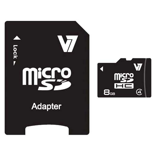 V7 8GB Micro SDHC Class 4 + Adapter VAMSDH8GCL4R-1N
