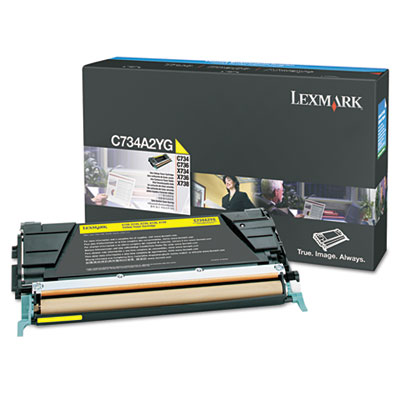 Lexmark Toner, 6000 Page-Yield, Yellow C734A2YG LEXC734A2YG