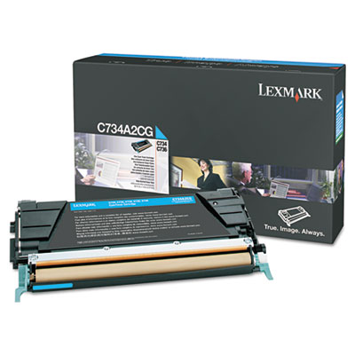 Lexmark Toner, 6000 Page-Yield, Cyan C734A2CG LEXC734A2CG