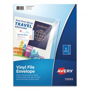 Avery Vinyl File Envelope, Letter, Clear AVE72053 72053