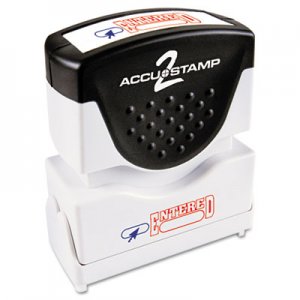 ACCUSTAMP2 Pre-Inked Shutter Stamp with Microban, Red/Blue, ENTERED, 1 5/8 x 1/2 COS035544 035544
