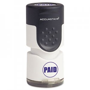 ACCUSTAMP Pre-Inked Round Stamp with Microban, PAID, 5/8" dia, Blue COS035659 035659+
