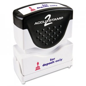 ACCUSTAMP2 Pre-Inked Shutter Stamp with Microban, Red/Blue, FOR DEPOSIT ONLY, 1 5/8 x 1/2 COS035523 035523