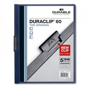 Durable Vinyl DuraClip Report Cover w/Clip, Letter, Holds 60 Pages, Clear/Navy DBL221428 221428