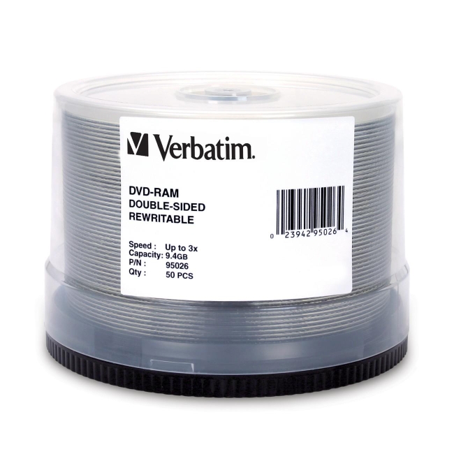 Verbatim DVD-RAM 9.4GB 3x Double-Sided 50pk Spindle 95026