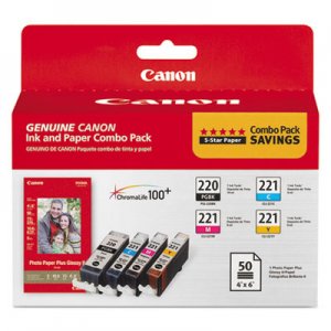 Canon 2945B011 (PGI-220/CLI-221) Ink/Paper Combo, Black/Cyan/Magenta/Yellow CNM2945B011 2945B011