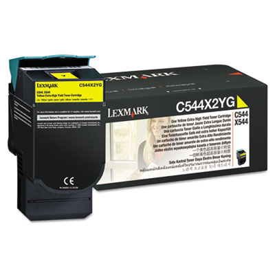 Lexmark Extra High-Yield Toner, 4,000 Page Yield, Yellow C544X2YG LEXC544X2YG