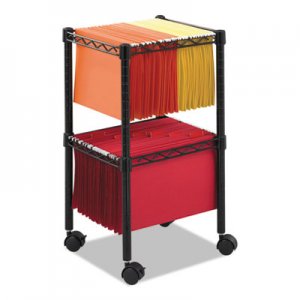 Safco Two-Tier Compact Mobile Wire File Cart, Steel, 15-1/2w x 14d x 27-1/2h, Black SAF5221BL